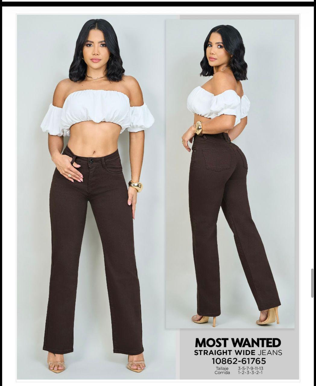 Jeans marrón wide leg 